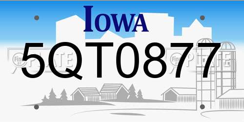 5QT0877 Iowa License Plate