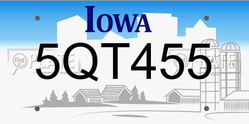 5QT455 Iowa License Plate