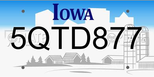 5QTD877 Iowa License Plate