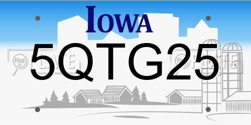 5QTG25 Iowa License Plate