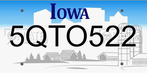 5QTO522 Iowa License Plate