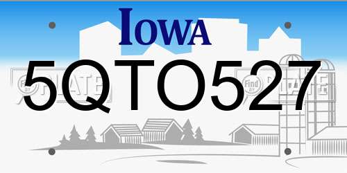 5QTO527 Iowa License Plate