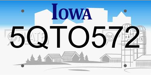 5QTO572 Iowa License Plate