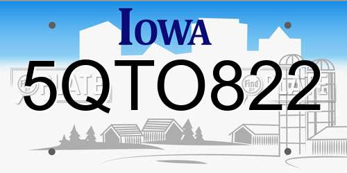 5QTO822 Iowa License Plate