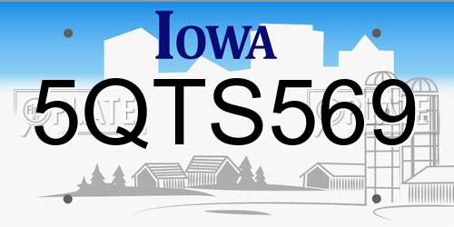 5QTS569 Iowa License Plate