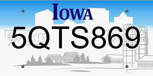 5QTS869 Iowa License Plate