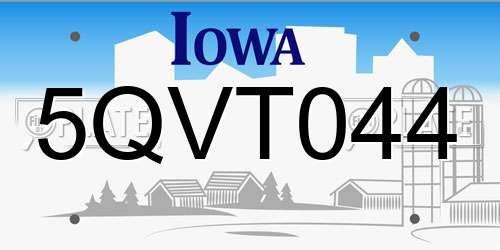 5QVT044 Iowa License Plate