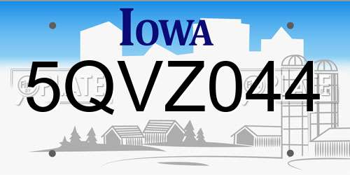 5QVZ044 Iowa License Plate