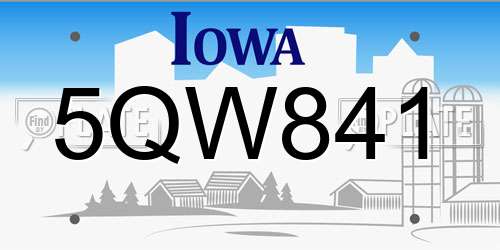 5QW841 Iowa License Plate