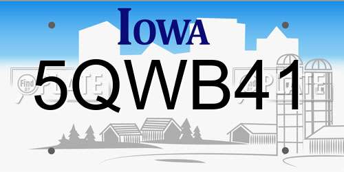 5QWB41 Iowa License Plate