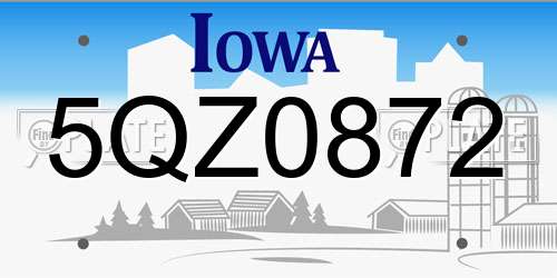 5QZ0872 Iowa License Plate