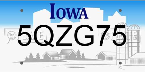 5QZG75 Iowa License Plate