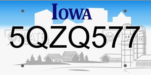 5QZQ577 Iowa License Plate