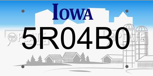 5R04B0 Iowa License Plate