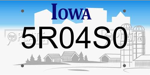 5R04S0 Iowa License Plate