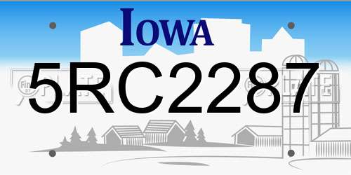 5RC2287 Iowa License Plate