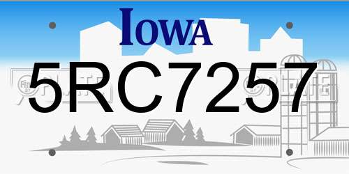 5RC7257 Iowa License Plate