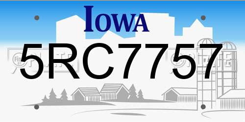 5RC7757 Iowa License Plate