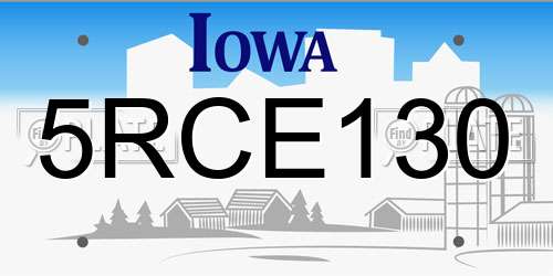 5RCE130 Iowa License Plate
