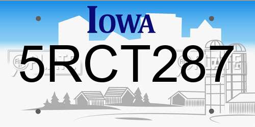 5RCT287 Iowa License Plate