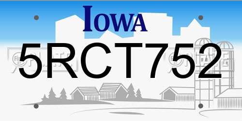 5RCT752 Iowa License Plate