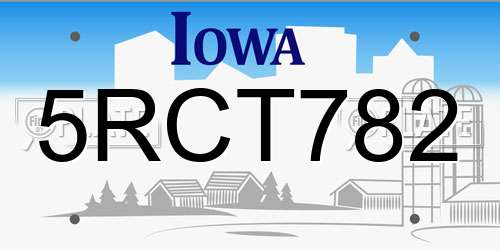 5RCT782 Iowa License Plate