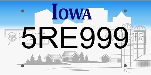 5RE999 Iowa License Plate