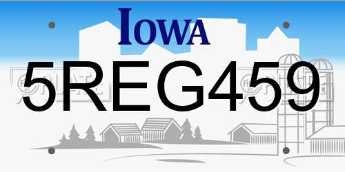 5REG459 Iowa License Plate