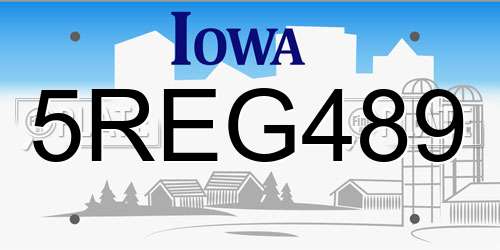 5REG489 Iowa License Plate