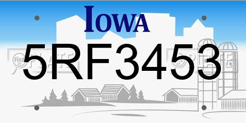 5RF3453 Iowa License Plate