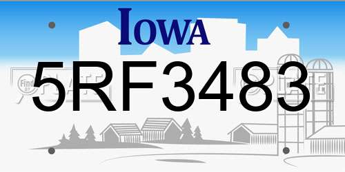 5RF3483 Iowa License Plate