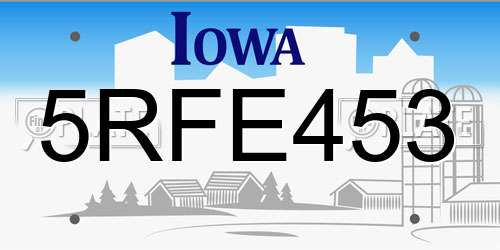 5RFE453 Iowa License Plate