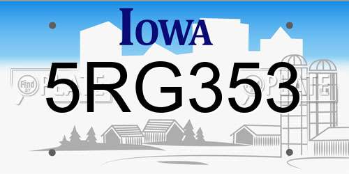 5RG353 Iowa License Plate