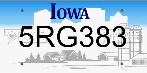 5RG383 Iowa License Plate