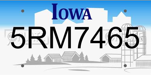 5RM7465 Iowa License Plate