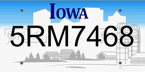 5RM7468 Iowa License Plate
