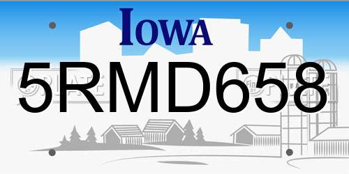 5RMD658 Iowa License Plate