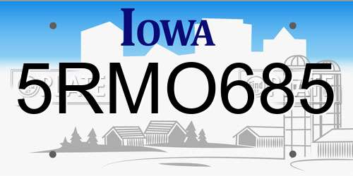 5RMO685 Iowa License Plate