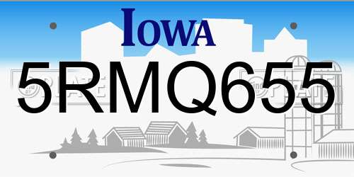 5RMQ655 Iowa License Plate