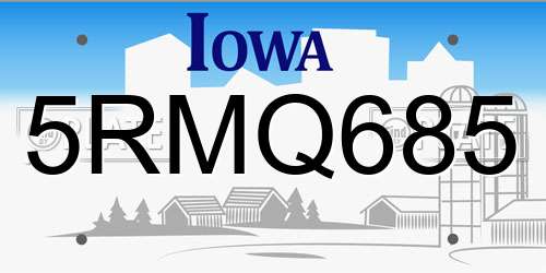 5RMQ685 Iowa License Plate