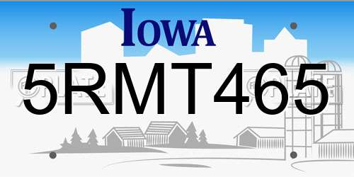 5RMT465 Iowa License Plate