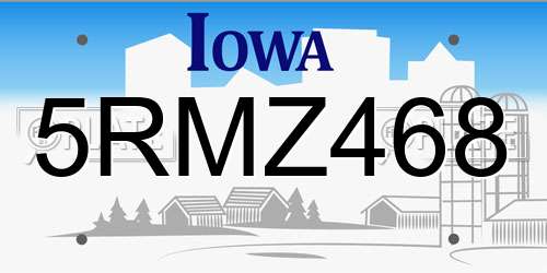 5RMZ468 Iowa License Plate