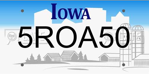 5ROA50 Iowa License Plate