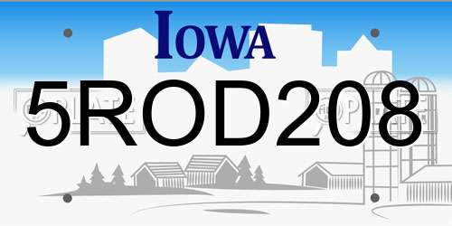 5ROD208 Iowa License Plate