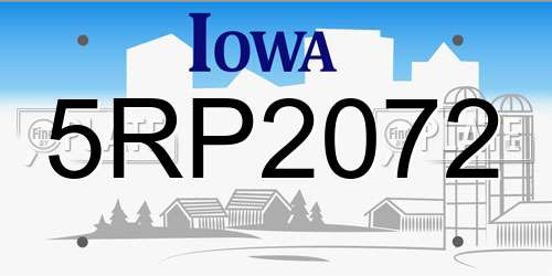 5RP2072 Iowa License Plate