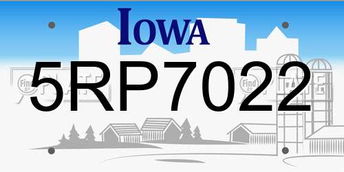 5RP7022 Iowa License Plate