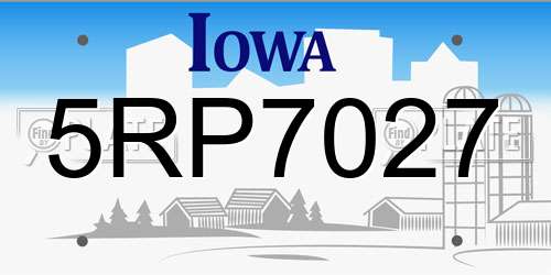 5RP7027 Iowa License Plate