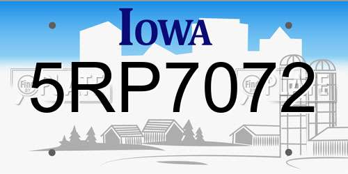 5RP7072 Iowa License Plate