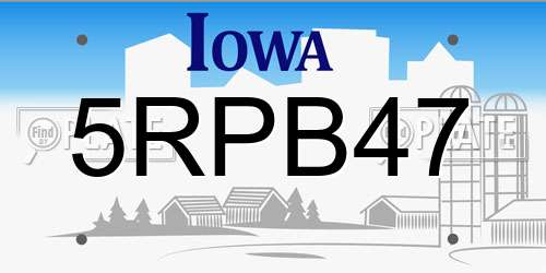 5RPB47 Iowa License Plate