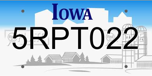 5RPT022 Iowa License Plate